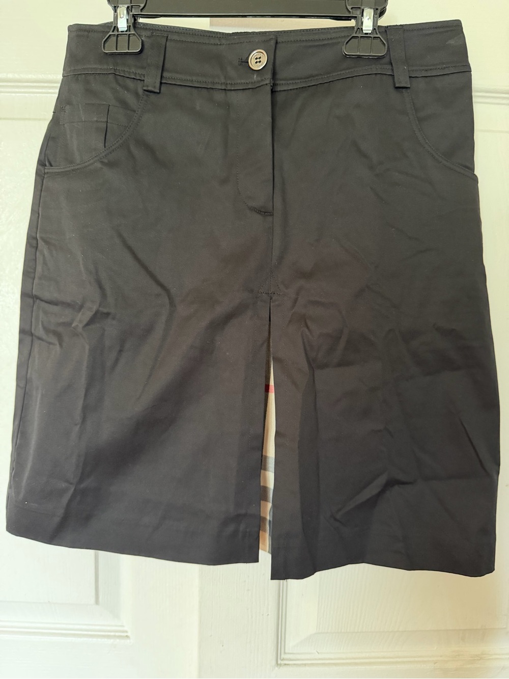 Burberry Black Mini Skirt with Front Slit